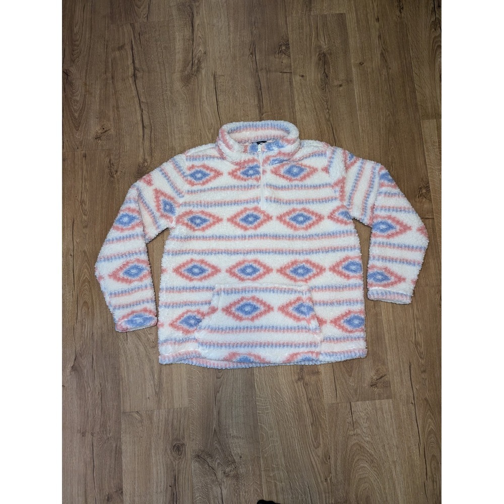 Crane‎ Teddy Pullover Women's Large Sherpa Western Aztec Boho